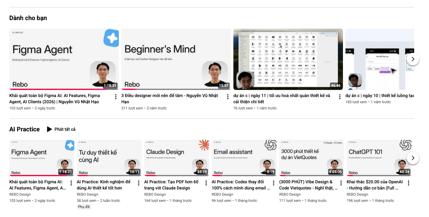 Selected REBO Design teaching videos on YouTube
